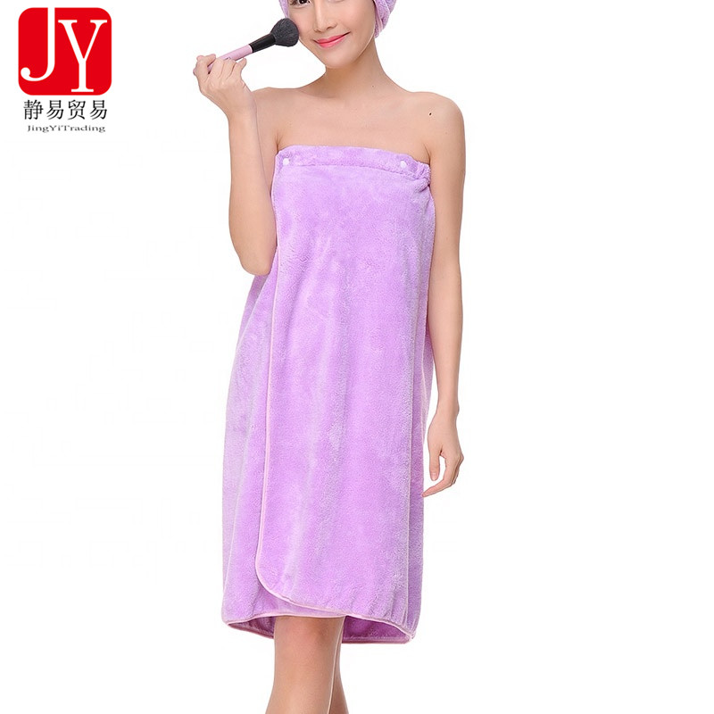 Wholesale microfiber thicken wearable bathrobe soft female lady bath skirt