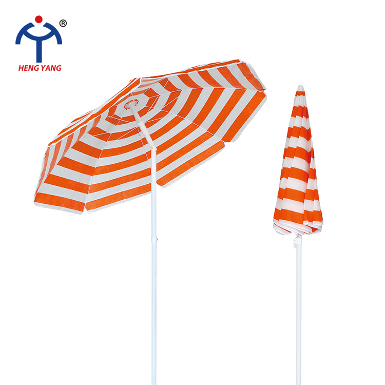 Customization orange white color stripe beach umbrella