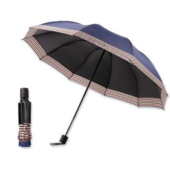 24 inch 10 Piece three fold black rubber umbrella