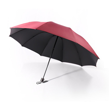 27 inch 10 Piece three fold black rubber umbrella